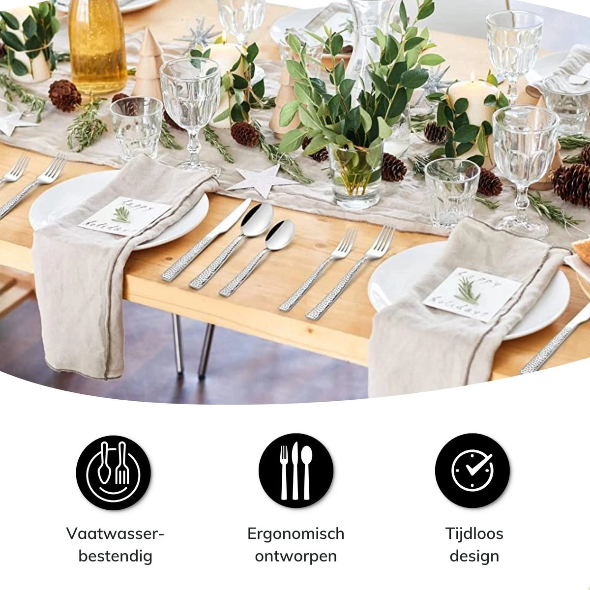 Deleca 6 Persoons Bestekset Deluxe (30-delig) - Vorken, Lepels en Messen - Vaatwasserbestendig - Gehamerd - Zilver / RVS Deleca 6 Persoons Bestekset Deluxe (30-delig) - Vorken, Lepels En Messen - Vaatwasserbestendig - Gehamerd - Zilver / RVS -Le Creuset Winkel 1200x1200 1757