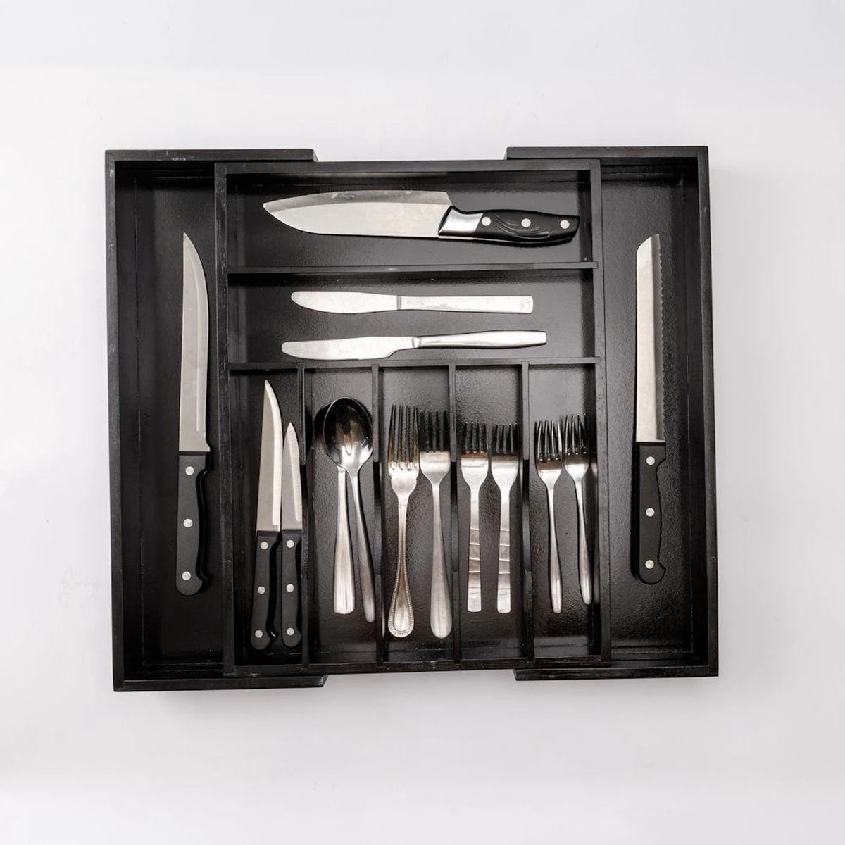 Decopatent® Uitschuifbaar bestekbak - Besteklade - 7 Vaks -> Uitschuifbaar naar 9 Vakken - Bestekbakken organizer - Bamboe - Zwart Merkloos Decopatent® Uitschuifbaar Bestekbak - Besteklade - 7 Vaks -> Uitschuifbaar Naar 9 Vakken - Bestekbakken Organizer - Bamboe - Zwart -Le Creuset Winkel 1200x1200 1859