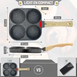 W&Z® Pannenkoekenpan Inductie - Pancake Pan - Omeletpan - Omeletmaker -Eierpan- Anti Aanbak - 4 Vakjes -Le Creuset Winkel 1200x1200 313