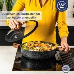 Westinghouse Hapjespan Inductie - Ø 32 Cm - Zwart Marmer - Speciale Editie - Met Deksel -Le Creuset Winkel 1200x1200 388