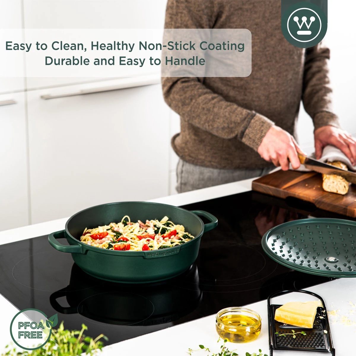 Westinghouse Performance Series - Hapjespan Inductie Met Deksel - 28cm Sauteerpan - Oven Geschikt - Groen Westinghouse Performance Series - Hapjespan Inductie Met Deksel - 28cm Sauteerpan - Oven Geschikt - Groen -Le Creuset Winkel 1200x1200 393