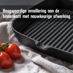 Daumonet Auguste Noir Gietijzeren Grillpan - Steakpan Zwart - PFAS & PFOA Vrij - Vierkant Met Schenktuit - 23,5 Cm - 2 Liter - Emaille - Alle Warmtebronnen - Elektrisch - Gas - Halogeen - Inductie - Keramisch -Le Creuset Winkel 1200x1200 480
