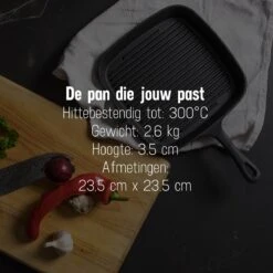 Daumonet Auguste Noir Gietijzeren Grillpan - Steakpan Zwart - PFAS & PFOA Vrij - Vierkant Met Schenktuit - 23,5 Cm - 2 Liter - Emaille - Alle Warmtebronnen - Elektrisch - Gas - Halogeen - Inductie - Keramisch -Le Creuset Winkel 1200x1200 483