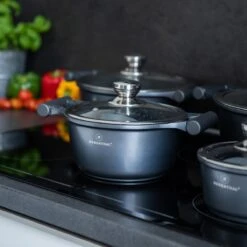 Herenthal Pannenset Inductie - Luxe 10-Delige Pannenset - Kookpotten Voor Alle Warmtebronnen - Kookpan - Pan Inductie Met Glazen Deksels En Koudgrepen - Grijs -Le Creuset Winkel 1200x1200 55