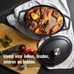 Gietijzeren Braadpan - Sudderpan Zwart Van Daumonet - Ovaal - Ø 29 Cm - 3 Liter - 100% PFAS & PFOA Vrij - Emaille - Geschikt Voor Alle Warmtebronnen - Elektrisch - Gas - Halogeen - Inductie - Keramisch - Vaatwasserbestendig -Le Creuset Winkel 1200x1200 573