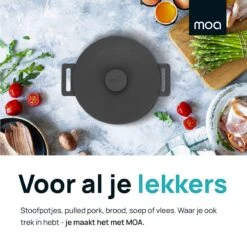 MOA Gietijzeren Braadpan - Inhoud 4,75 Liter - 26CM - Rond - Alle Warmtebronnen - Ook Voor Inductie - Gewicht 5,8 Kg - Zwart - MOAMC26B -Le Creuset Winkel 1200x1200 582
