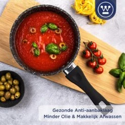 Westinghouse Steelpan Inductie - Ø 18 Cm - Zwart Marmer - Met Deksel - Sauspan -Le Creuset Winkel 1200x1200 67