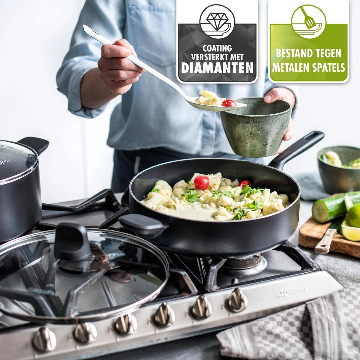 GreenPan Memphis hapjespan 28cm - zwart - inductie - PFAS-vrij GreenPan Memphis Hapjespan 28cm - Zwart - Inductie - PFAS-vrij -Le Creuset Winkel 1200x1200 719