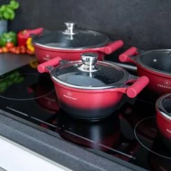 Herenthal Pannenset Inductie - Luxe 10-delige Koekenpan Inductie - Voor Alle Warmtebronnen - Pannen Met Glazen Deksels En Koudgrepen - Rood / Zwart- 6 Pannen -Le Creuset Winkel 1200x1200 72