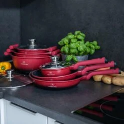 Herenthal Pannenset Inductie - Luxe 10-delige Koekenpan Inductie - Voor Alle Warmtebronnen - Pannen Met Glazen Deksels En Koudgrepen - Rood / Zwart- 6 Pannen -Le Creuset Winkel 1200x1200 73
