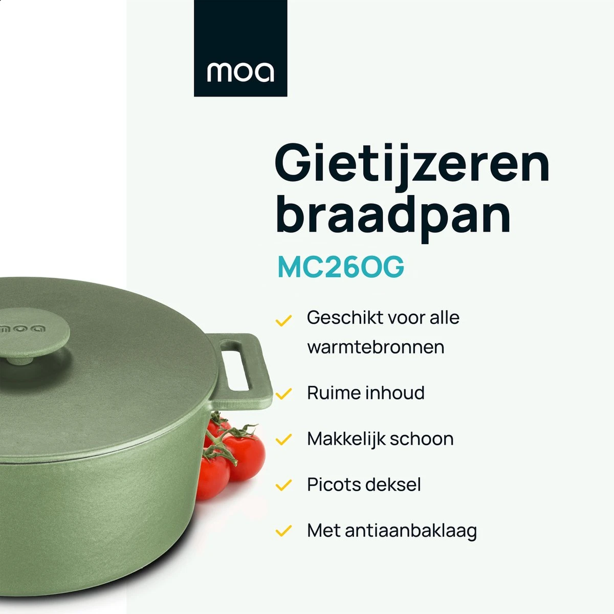 MOA Gietijzeren Braadpan - Inhoud 4,75 liter - 26CM - Rond - Alle warmtebronnen - Ook voor inductie - Gewicht 5,8 kg - Olijfgroen - MC26OG MOA Gietijzeren Braadpan - Inhoud 4,75 Liter - 26CM - Rond - Alle Warmtebronnen - Ook Voor Inductie - Gewicht 5,8 Kg - Olijfgroen - MC26OG -Le Creuset Winkel 1200x1200 74
