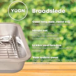 YUGN COMBI Set Braadslede Ovenschaal Combi Braadslee Oven Set - 2x Braadslede Met Rooster Voor Ovengerechten - 36x27x7CM En 40x30x7CM En Inclusief Bakkwast - Cadeau- Cadeautip -Le Creuset Winkel 1200x1200 828