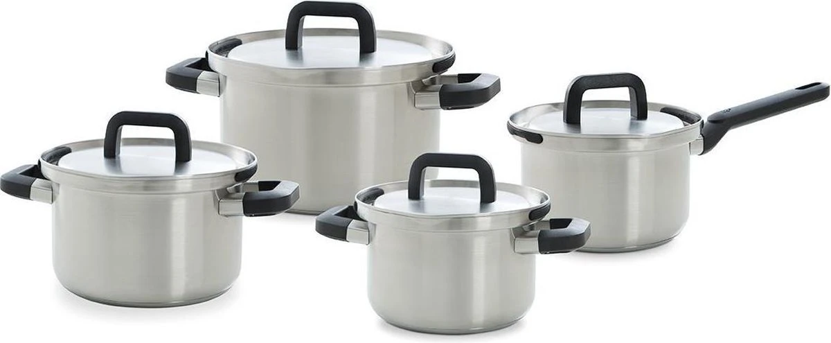 BK Flow Cool Pannenset - 4-delig – RVS deksels - Veilig afgietsysteem - geschikt voor alle warmtebronnen BK Flow Cool Pannenset - 4-delig – RVS Deksels - Veilig Afgietsysteem - Geschikt Voor Alle Warmtebronnen -Le Creuset Winkel