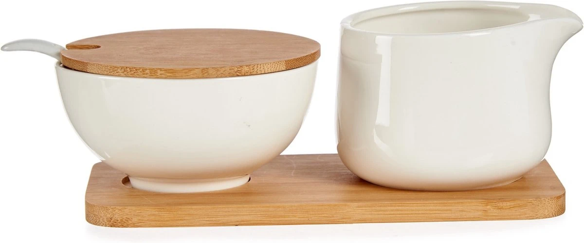 Suiker en melk serveren setje van keramiek met bamboe 19 cm Suiker En Melk Serveren Setje Van Keramiek Met Bamboe 19 Cm -Le Creuset Winkel 1200x501 4