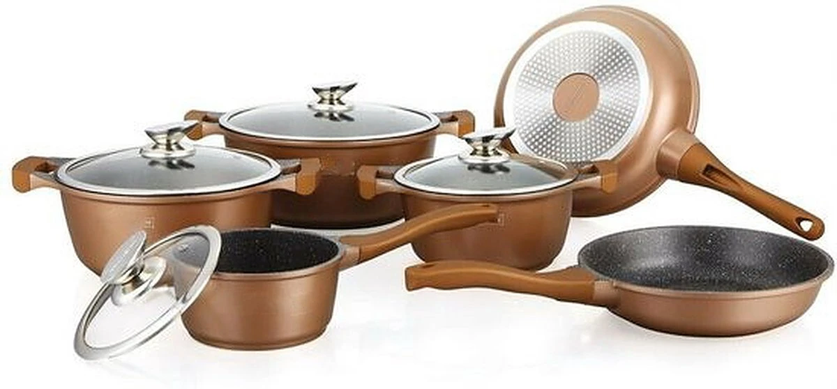 Herenthal Royal HT-CBS1010M - Pannenset - 10 delig - Marmeren coating - Met glazen deksels - Inductie - Brons Koper Herenthal Royal HT-CBS1010M - Pannenset - 10 Delig - Marmeren Coating - Met Glazen Deksels - Inductie - Brons Koper -Le Creuset Winkel 1200x558 1