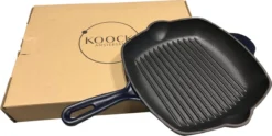 Koock Amsterdam® Grillpan - Geëmailleerd Gietijzer - Geschikt Voor Alle Warmtebronnen - Mat Blauw -Le Creuset Winkel 1200x602 2