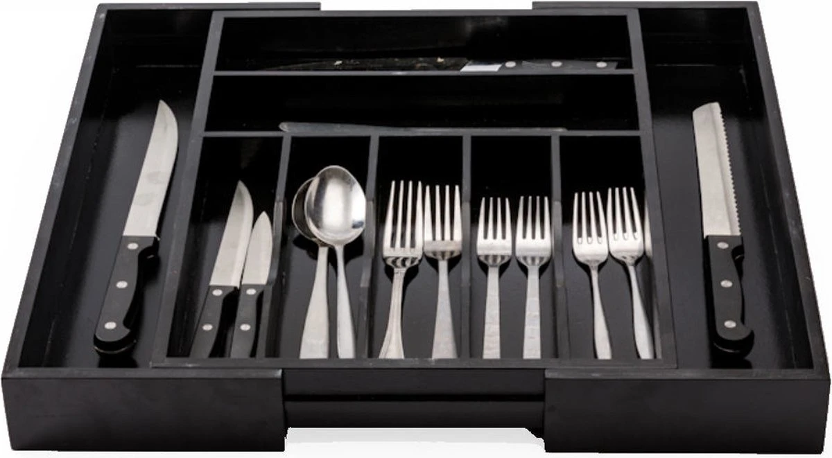 Decopatent® Uitschuifbaar bestekbak - Besteklade - 7 Vaks -> Uitschuifbaar naar 9 Vakken - Bestekbakken organizer - Bamboe - Zwart Merkloos Decopatent® Uitschuifbaar Bestekbak - Besteklade - 7 Vaks -> Uitschuifbaar Naar 9 Vakken - Bestekbakken Organizer - Bamboe - Zwart -Le Creuset Winkel 1200x661 8