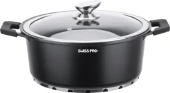 Swiss Pro+ | Set 14 Delige Pannenset | Inductie - Pannensets - Glazen Deksel - Met Afneembare Handgreep - Marmeren Interieur -PFAS-vrij | Black (Zwart) -Le Creuset Winkel 1200x662 1