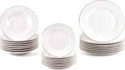 LeRijn® Serviesset Deventer 8 Persoons - 24 Delig - Licht Crème Wit Met Gouden Rand En Motief - Dinerborden - Soepborden - Dessertborden - Borden Servies - Bordenset -Le Creuset Winkel 1200x671 1