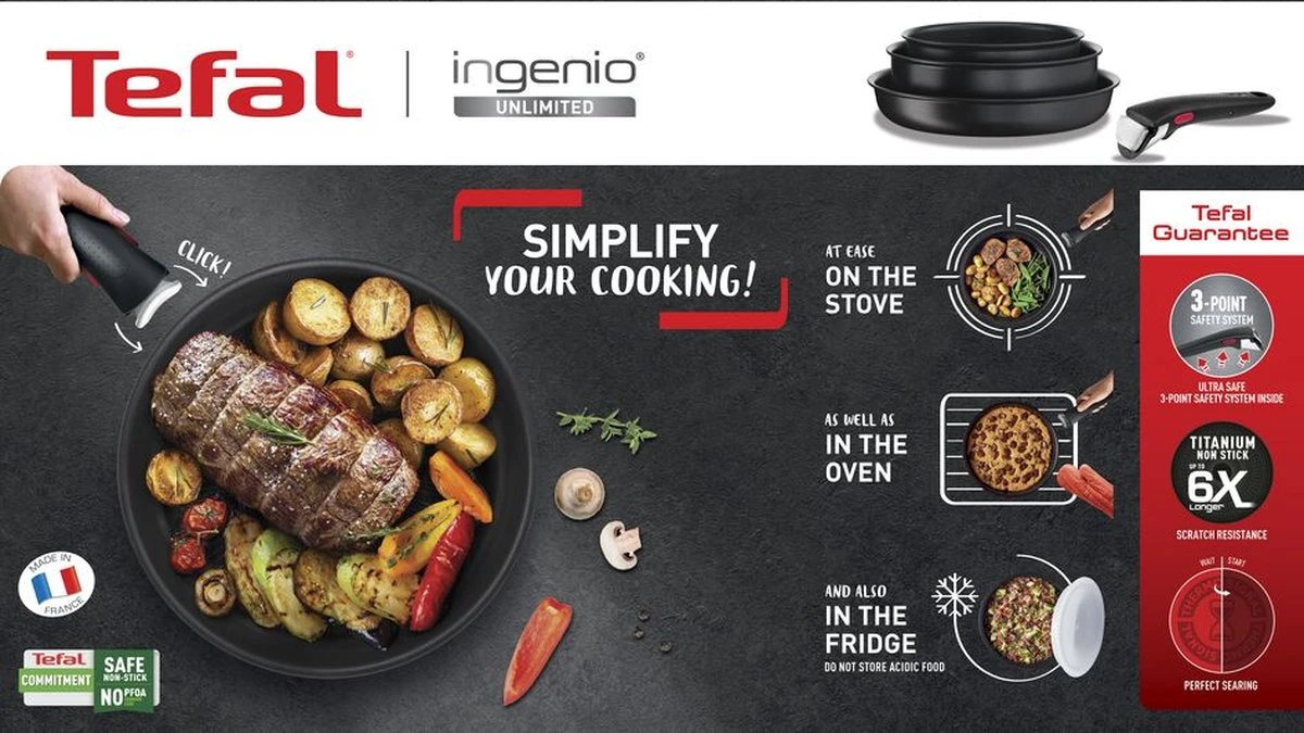 Tefal Ingenio Unlimited - Hapjespan - Ø24 cm - Excl. handgreep Tefal Ingenio Unlimited - Hapjespan - Ø24 Cm - Excl. Handgreep -Le Creuset Winkel 1200x675 7