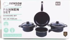Benson Pannenset 6 Delig - Carbon Staal 0,8 Mm Met Glazen Deksels -Le Creuset Winkel 1200x691 1
