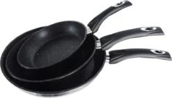 Premium Inductie Koekenpannenset - 3 Delig - Keramisch - Ø 20, 24 & 28 Cm - Braadpan - Zwart