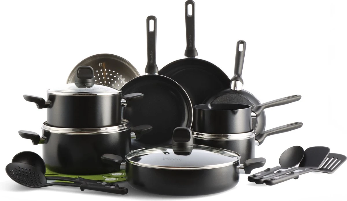 GreenPan Memphis pannenset - 20-delig - zwart - inductie - PFAS-vrij GreenPan Memphis Pannenset - 20-delig - Zwart - Inductie - PFAS-vrij -Le Creuset Winkel 1200x695 1