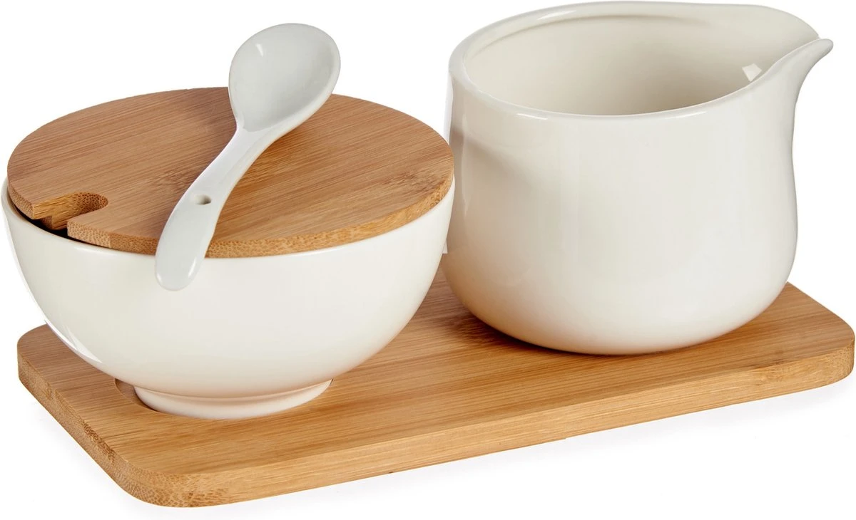 Suiker en melk serveren setje van keramiek met bamboe 19 cm Suiker En Melk Serveren Setje Van Keramiek Met Bamboe 19 Cm -Le Creuset Winkel 1200x730 4
