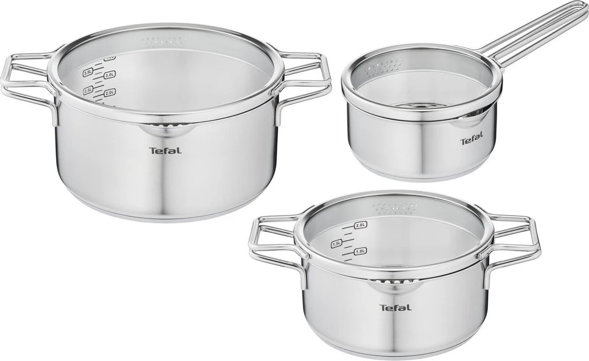 Tefal Nordica Pannenset 3 delig - Steelpan Ø 16 cm & Kookpan Ø 20 + Ø 24 cm Tefal Nordica Pannenset 3 Delig - Steelpan Ø 16 Cm & Kookpan Ø 20 + Ø 24 Cm -Le Creuset Winkel