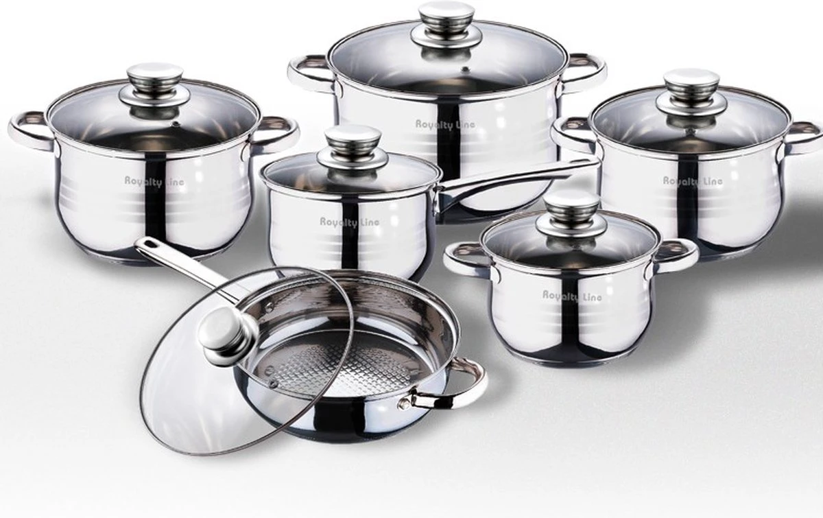 Royalty Line Luxe Pannenset - 12 delig - RVS Royalty Line Luxe Pannenset - 12 Delig - RVS -Le Creuset Winkel
