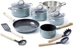 GreenPan Mayflower Pannenset - 5-delig + 5 Accessoires - Lichtblauw - Inductie - PFAS-vrij