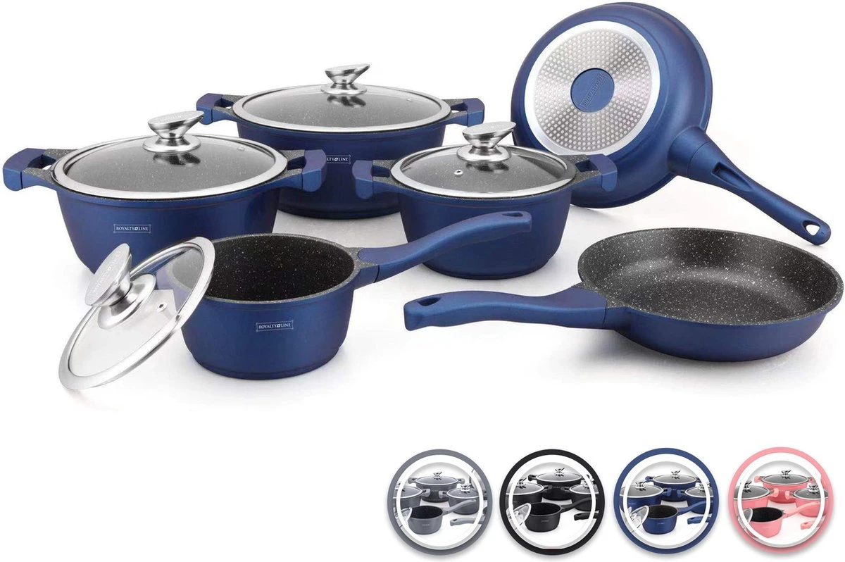 Royalty Line 10-delige Pannenset-- RVS - Gietijzer- Roze Royalty Line 10-delige Pannenset-- RVS - Gietijzer- Roze -Le Creuset Winkel