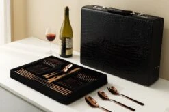 Swiss Pro+ Bestekset In Koffer-72 Delig-12 Persoons-Zwitsers Kwaliteit-Complete Set-100% Roestvrijstaal-Rose Gold 24k-Rose Goud 24K -Le Creuset Winkel 1200x799 150