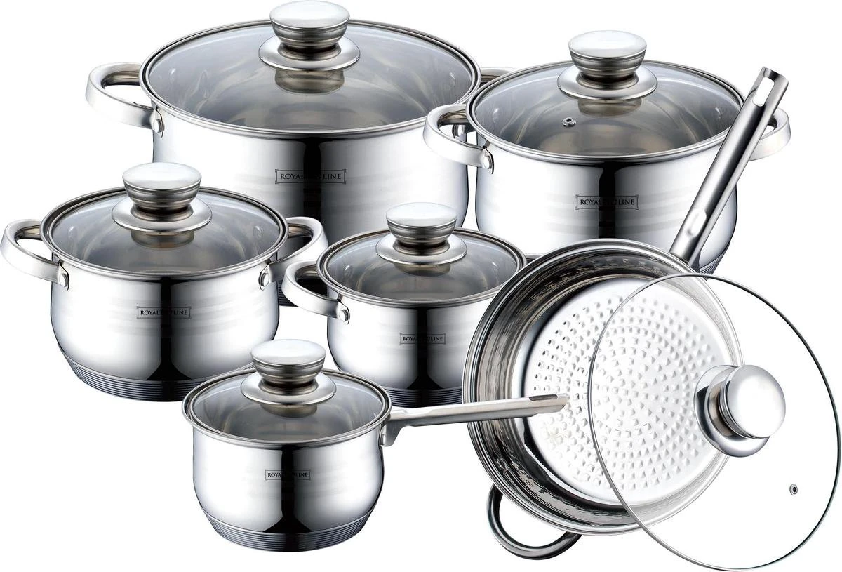 Royalty Line Luxe Pannenset - 12 delig - RVS Royalty Line Luxe Pannenset - 12 Delig - RVS -Le Creuset Winkel