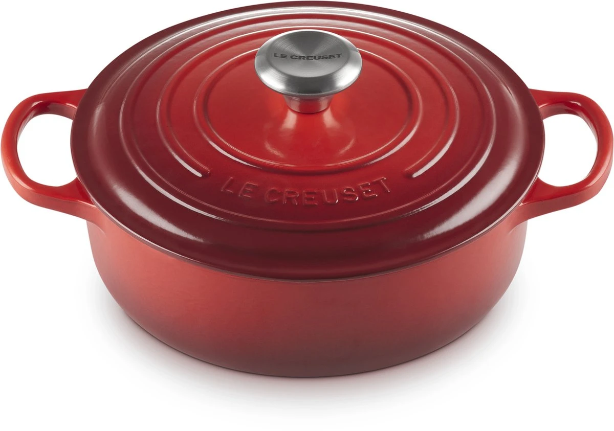 Le Creuset - Gietijzeren - Lage Braadpan - 24cm - Kersenrood Le Creuset - Gietijzeren - Lage Braadpan - 24cm - Kersenrood -Le Creuset Winkel