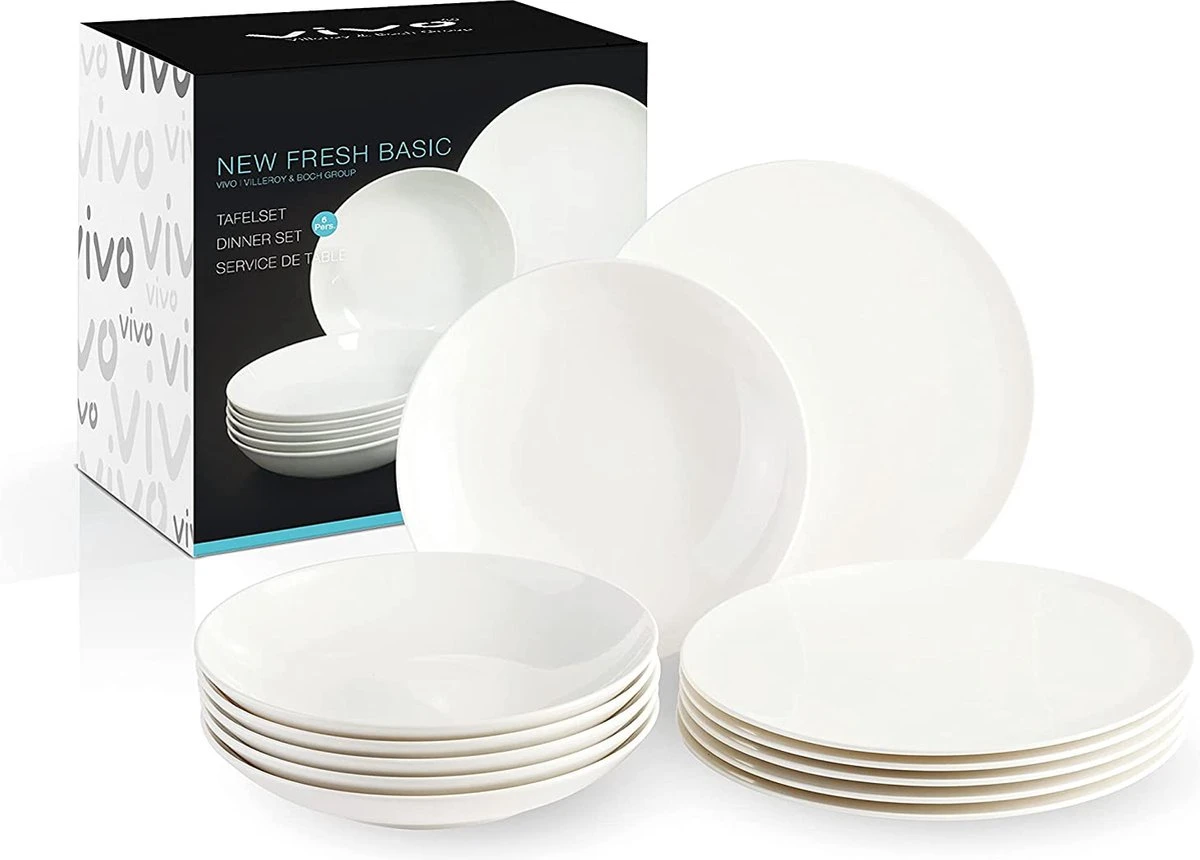Villeroy & Boch, Vivo 19-5254-7611 Tafelservies Voor Maximaal 6 Personen, 12 Stuks, Premium Porselein, Wit Villeroy & Boch, Vivo 19-5254-7611 Tafelservies Voor Maximaal 6 Personen, 12 Stuks, Premium Porselein, Wit -Le Creuset Winkel 1200x860 2