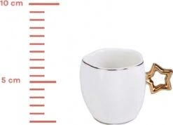 Karaca -Star- Set Van 6 Koffiekopset 80 Ml- Koffiekopjes Voor 6 Personen-Turkse Koffie-Moccakop-espressokop-12-delig, Witgoud, 6 Espressokopjes En 6 Schoteltjes, Mokkakopjes, Porselein, Koffieservies -Le Creuset Winkel 1200x867 5