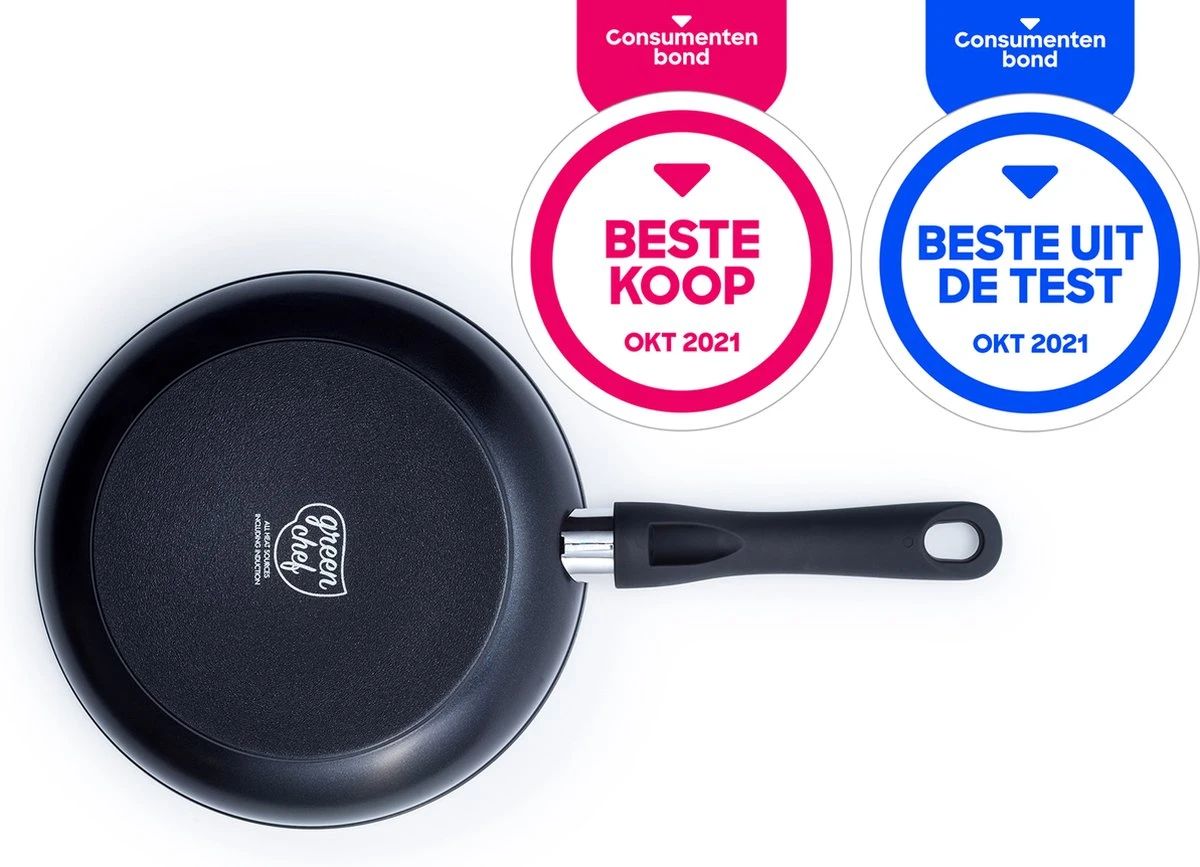 GreenChef Diamond koekenpannenset Ø 20cm + Ø 28cm - zwart - inductie - PFAS-vrij GreenChef Diamond Koekenpannenset Ø 20cm + Ø 28cm - Zwart - Inductie - PFAS-vrij -Le Creuset Winkel