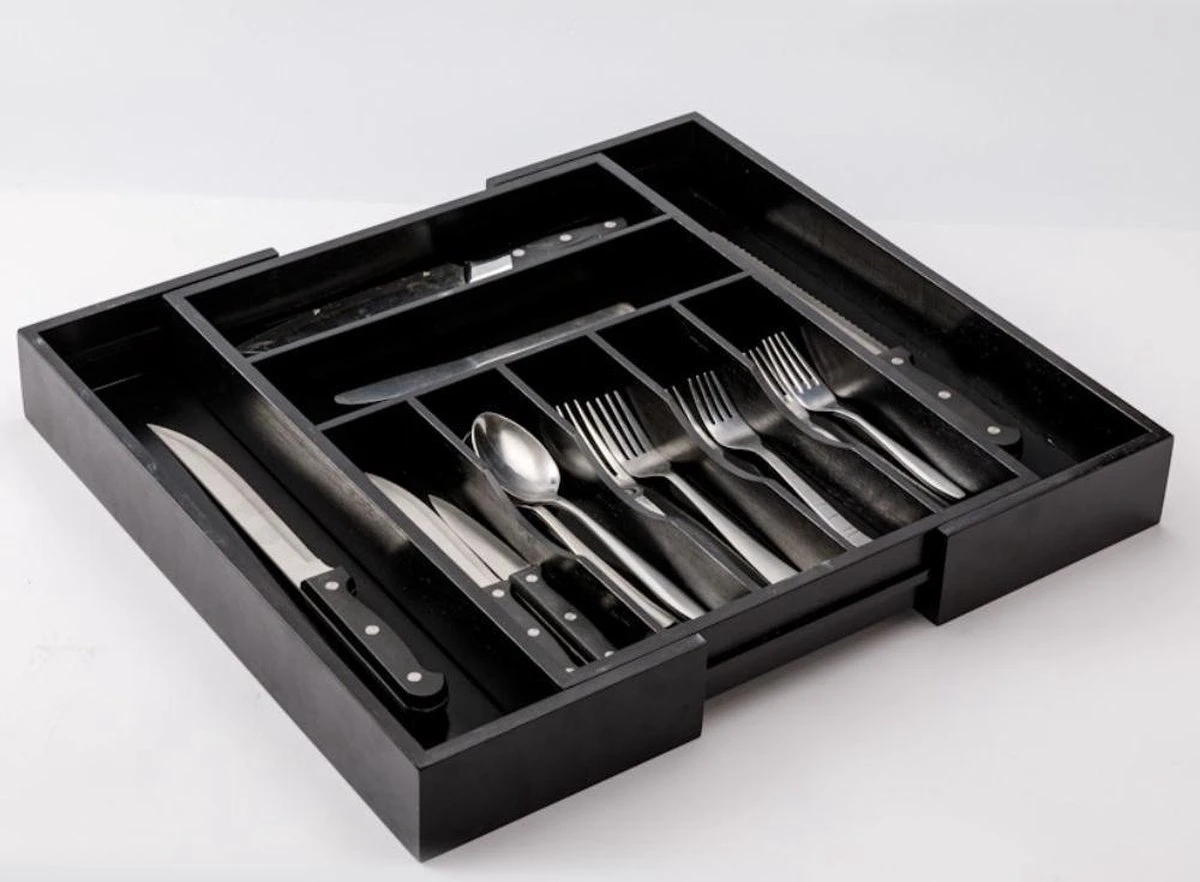 Decopatent® Uitschuifbaar bestekbak - Besteklade - 7 Vaks -> Uitschuifbaar naar 9 Vakken - Bestekbakken organizer - Bamboe - Zwart Merkloos Decopatent® Uitschuifbaar Bestekbak - Besteklade - 7 Vaks -> Uitschuifbaar Naar 9 Vakken - Bestekbakken Organizer - Bamboe - Zwart -Le Creuset Winkel 1200x882 8