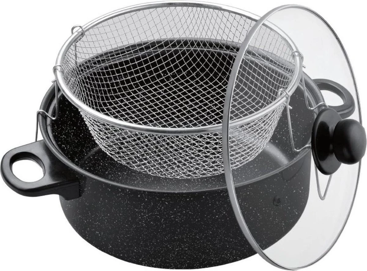 Benson Frituurpan met Korf - Ø 26 cm - Carbonstaal met Marmer Coating Benson Frituurpan Met Korf - Ø 26 Cm - Carbonstaal Met Marmer Coating -Le Creuset Winkel 1200x889 2