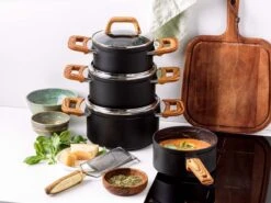 Gero Mark Kookpannenset - 4-delig - Zwart - Houtlook Grepen - Inductie - PFAS-vrij -Le Creuset Winkel 1200x900 4