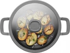 BergHOFF Leo Hapjespan Stone - 28 Cm - Met Glazen Deksel -Le Creuset Winkel 1200x904