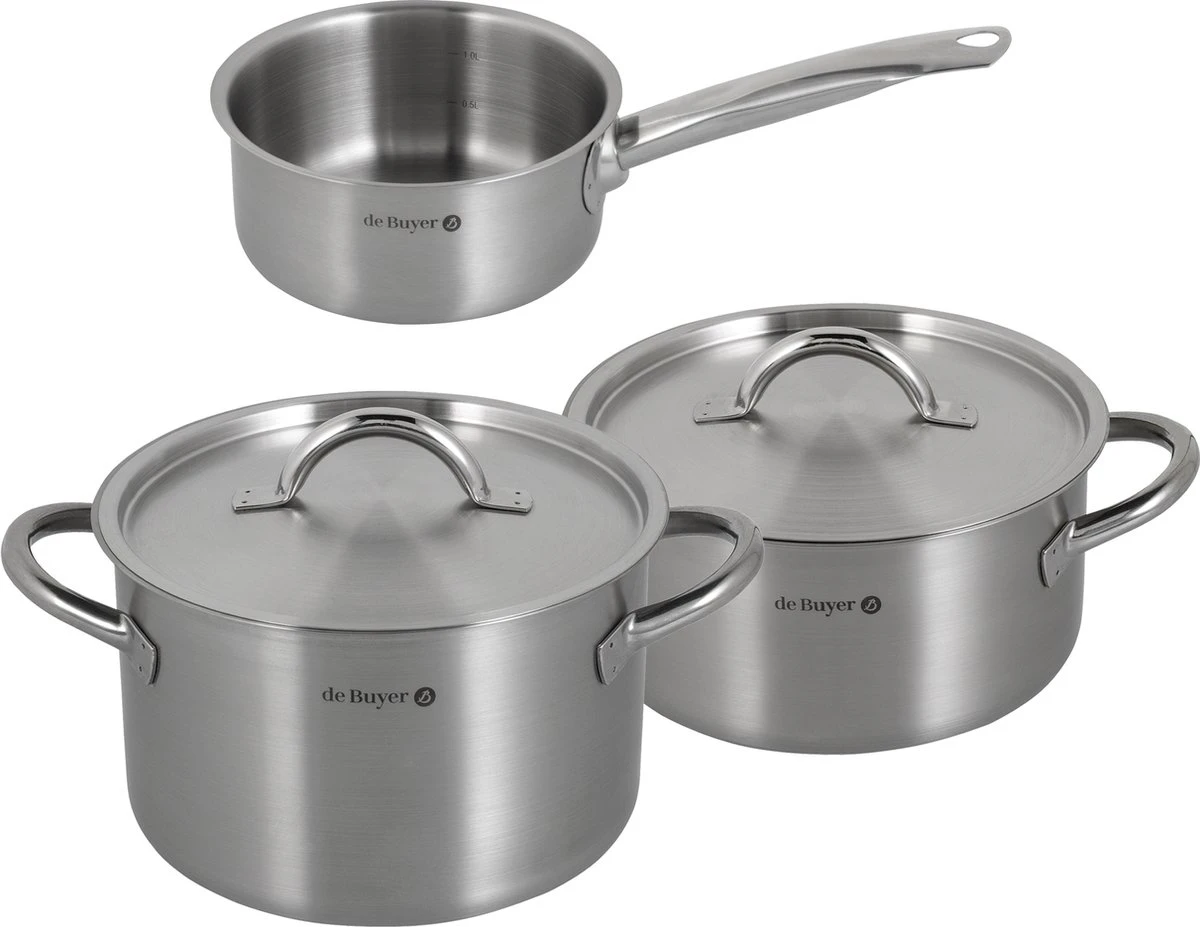 deBuyer Prim Appety Pannenset- roestvrijstaal - 3 delig DeBuyer Prim Appety Pannenset- Roestvrijstaal - 3 Delig -Le Creuset Winkel 1200x927 1