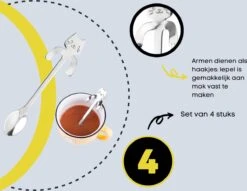 4 Theelepels Hangende Kat - Katten Koffielepel - RVS - Zilverkleurig -Le Creuset Winkel 1200x930 11