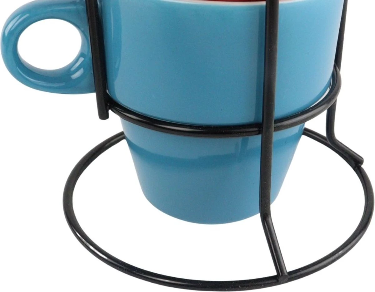 Orange85 Koffiekopjes - met Houder - Set van 6 - Gekleurd - 300 ml - Keramiek Orange85 Koffiekopjes - Met Houder - Set Van 6 - Gekleurd - 300 Ml - Keramiek -Le Creuset Winkel