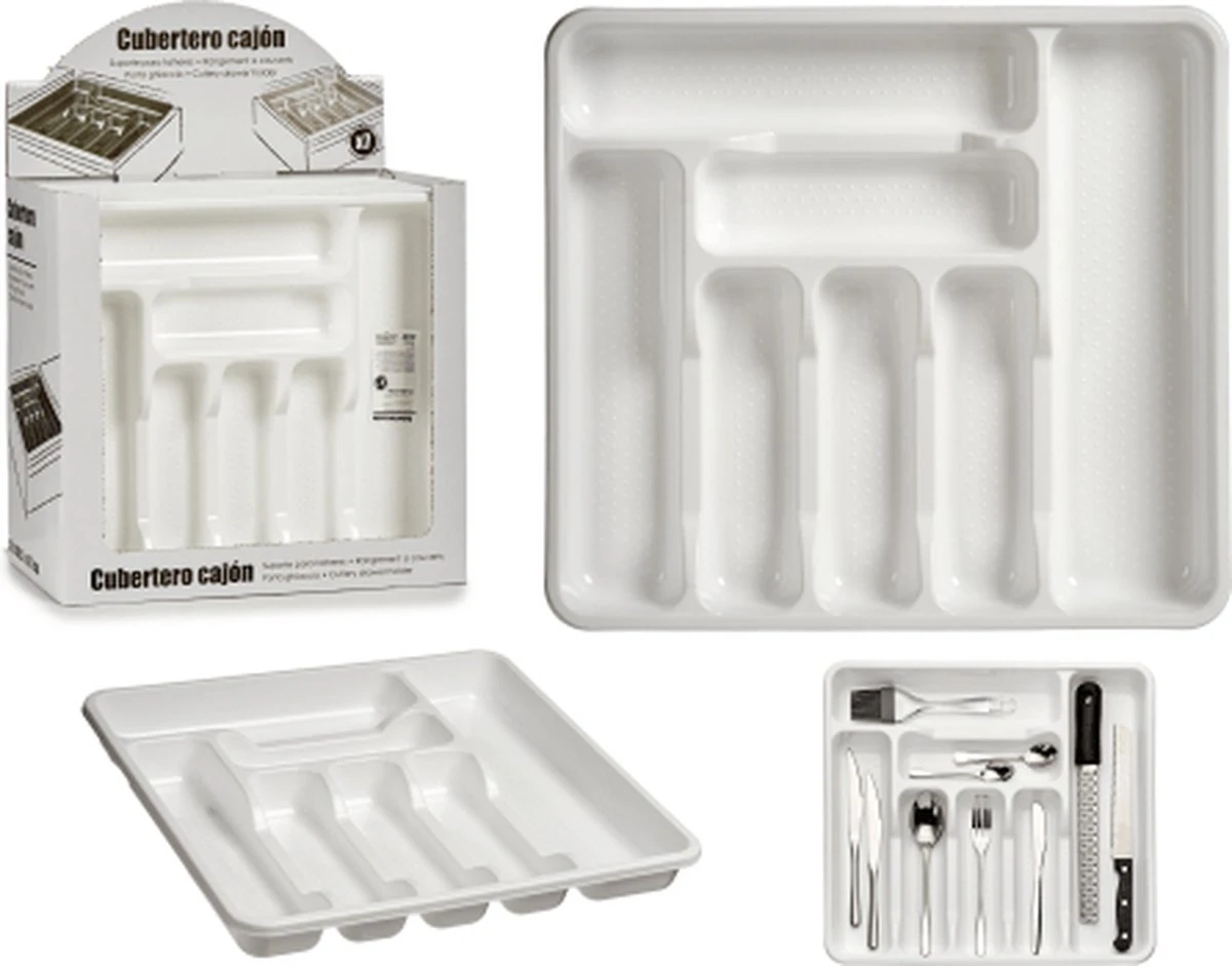 Kunststof bestekbak/bestekhouder 7-vaks wit 42 x 39 cm - Keukenlade/besteklade inzetbakken Kunststof Bestekbak/bestekhouder 7-vaks Wit 42 X 39 Cm - Keukenlade/besteklade Inzetbakken -Le Creuset Winkel 1200x941 3