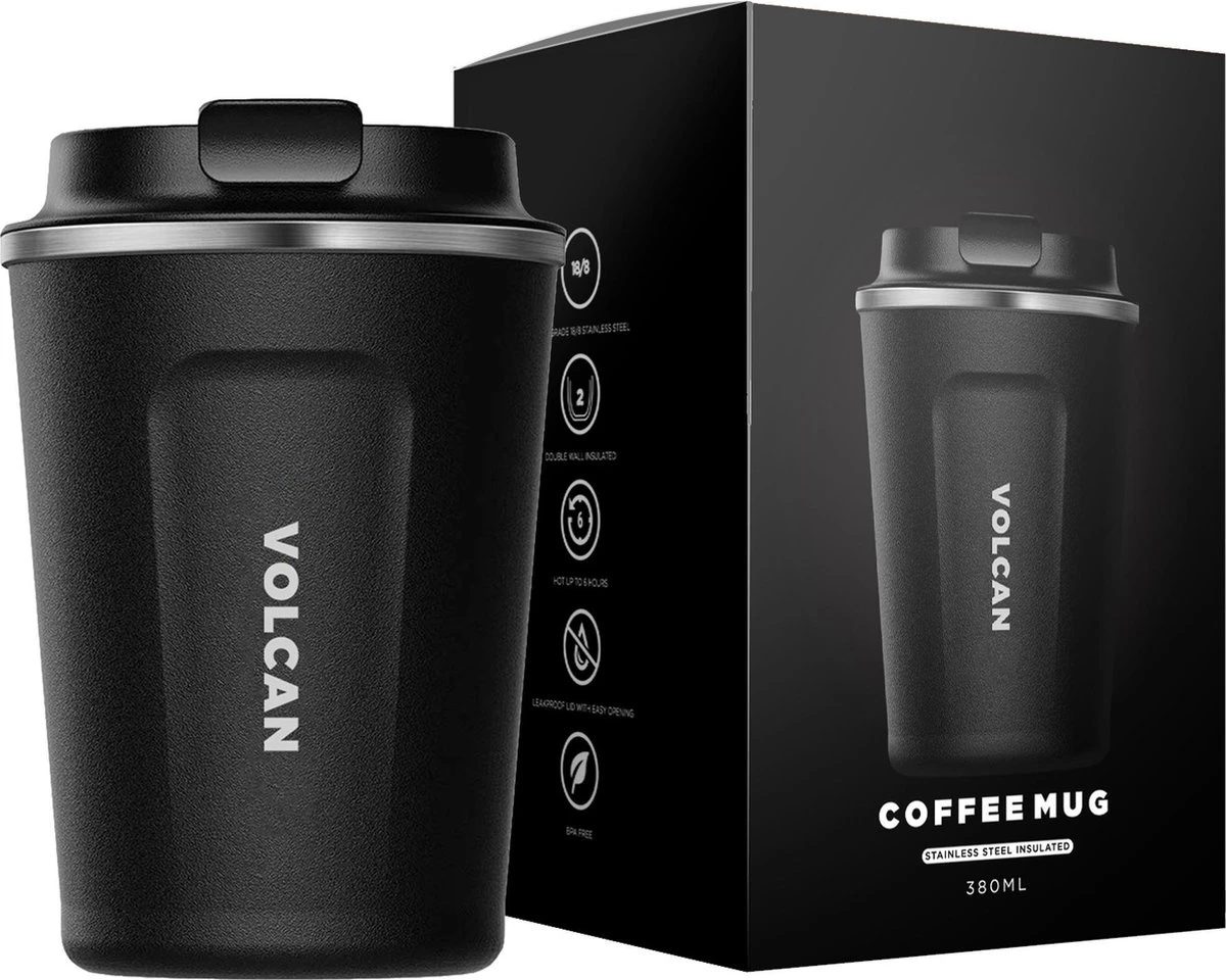 Volcan RVS Koffiebeker To Go - Thermosbeker - Theebeker - Coffee - Zwart Volcan RVS Koffiebeker To Go - Thermosbeker - Theebeker - Coffee - Zwart -Le Creuset Winkel 1200x960 6
