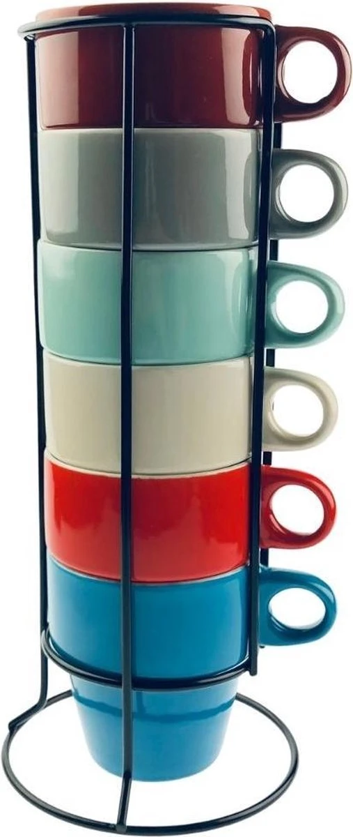 Orange85 Koffiekopjes - met Houder - Set van 6 - Gekleurd - 300 ml - Keramiek Orange85 Koffiekopjes - Met Houder - Set Van 6 - Gekleurd - 300 Ml - Keramiek -Le Creuset Winkel 507x1200 1