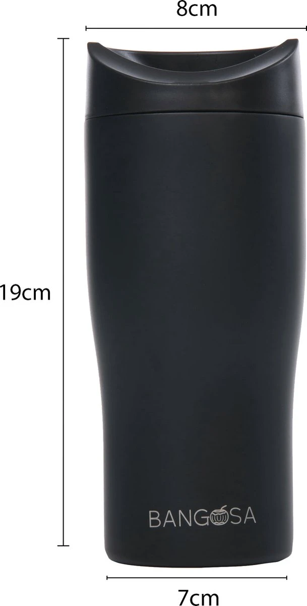 BanGosa® Koffiebeker to go - Thermosbeker - Reisbeker - Travel mug - RVS 400ml - Mat Zwart BanGosa® Koffiebeker To Go - Thermosbeker - Reisbeker - Travel Mug - RVS 400ml - Mat Zwart -Le Creuset Winkel