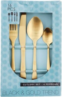 Merkloos Bestekset 16-delig - Goud - Goudkleur - 4x Messen, Vorken, Lepels En Dessertlepels - Roestvrij Staal -Le Creuset Winkel 771x1200 2